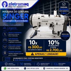 Maquina ZigZag Industrial de Alta Rotação Singer Completa e Revisada