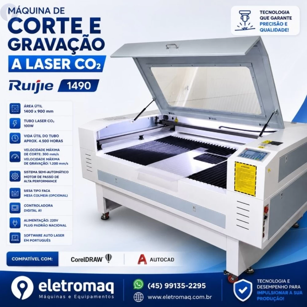 Maquina Laser Co2 Para Corte e Gravação 100W Área 1400 x 900mm - Completa