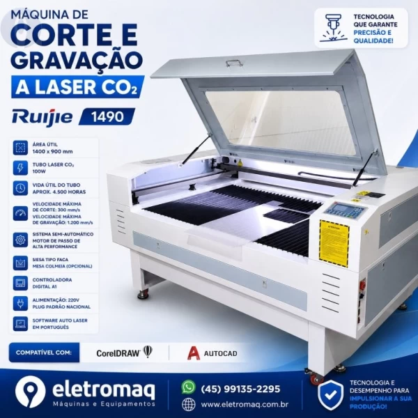 Maquina Laser Co2 Para Corte e Gravação 100W Área 1400 x 900mm - Completa
