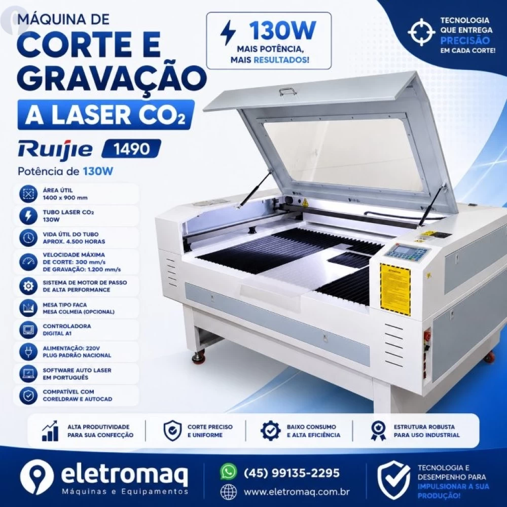 Maquina Laser Co2 Para Corte e Gravação 130W Área 1400 x 900mm - Completa