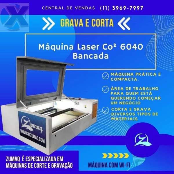 Laser Co2 Corte Gravação 6040 50W - Compacta