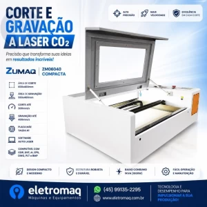Maquina Laser Co2 Para Corte e Gravação 50W 500 x 400mm - Compacta