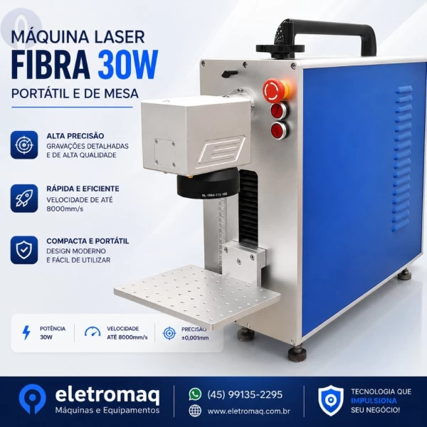 Fiber Laser Para Gravação Metal c/ Bancada 200x200mm Potencia Compacta 30w