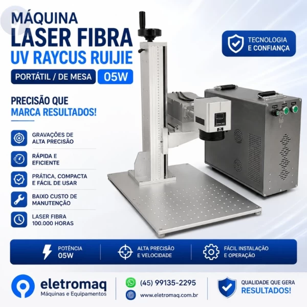 Fiber Laser UV Para Gravação Ruijie Fonte Raycus Potencia 5W Compacta