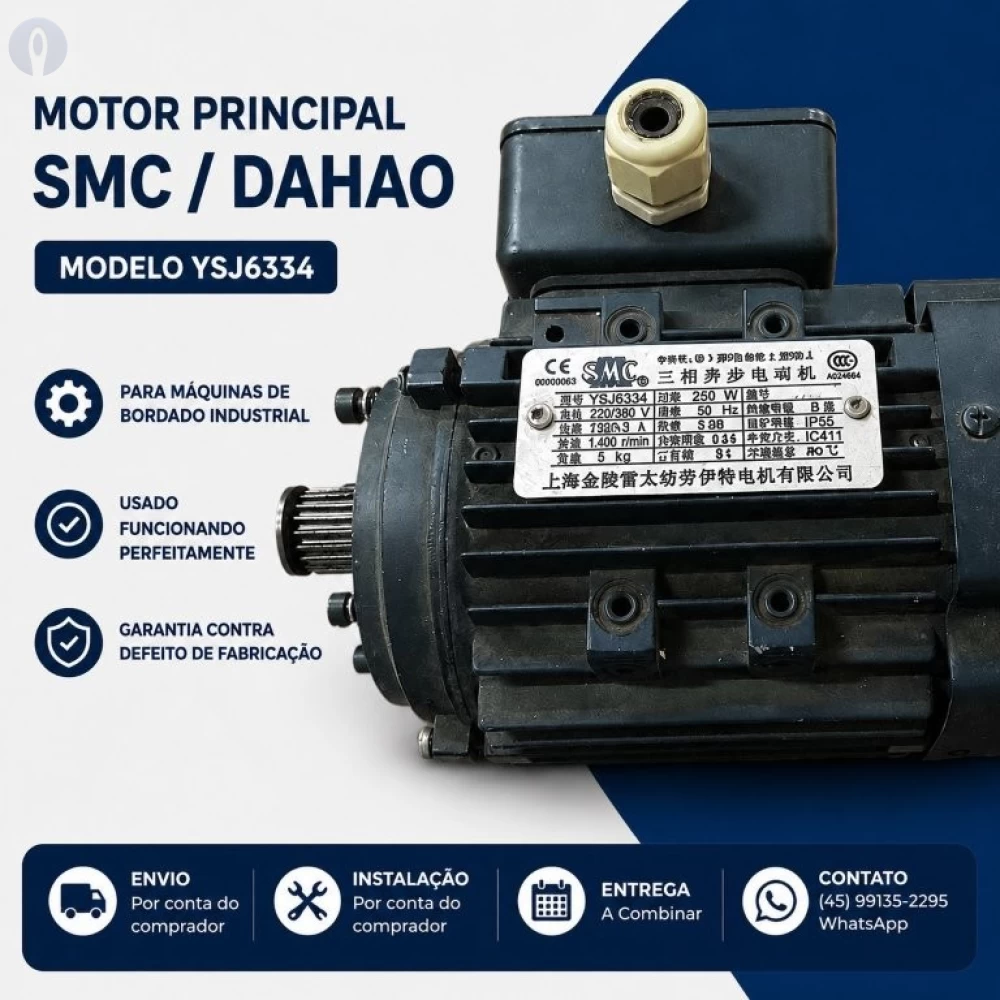 Motor Principal AC DaHao YSJ6334 Para Maquina Bordado Industrial Revisado