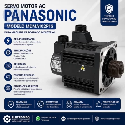 Motor Servo AC Para Maquina de Bordado Panasonic Modelo MDMA102P1G