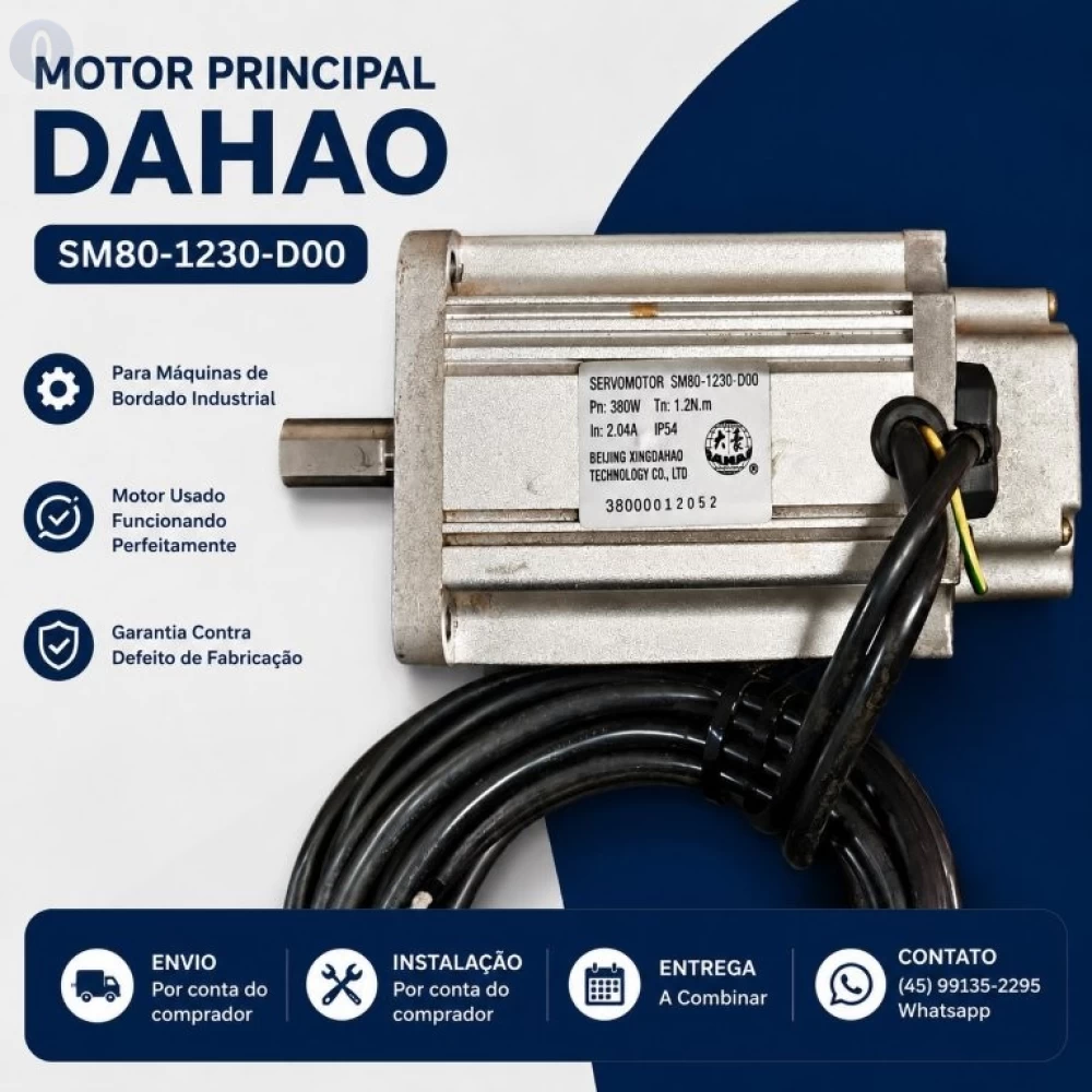 Motor Principal Para Maquina Bordado Dahao Modelo SM80-1230 Revisado