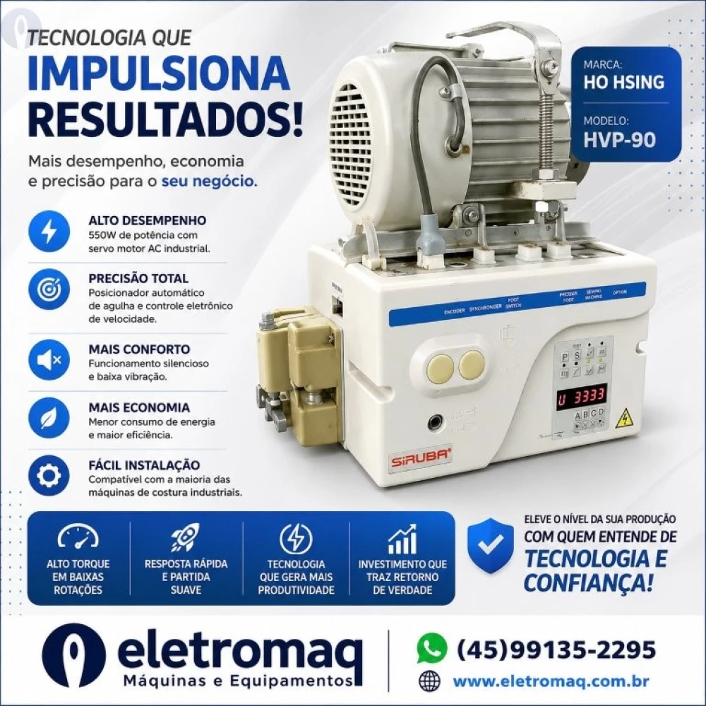 Motor Eletrônico c/ Parada de Agulha c/ Correia Ho Hsing HVP-90 Revisado
