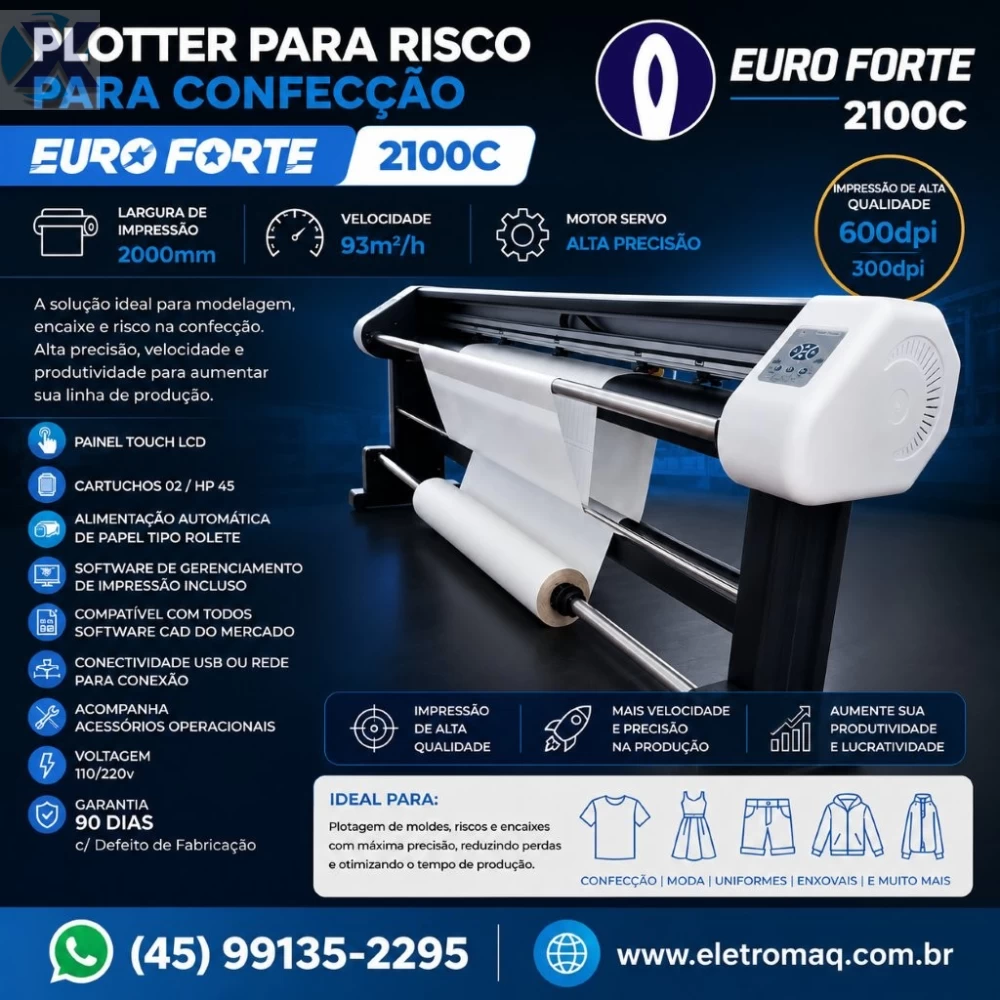 Plotter De Risco Industrial Para Confecção Molde e Encaixe Euro Forte