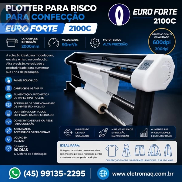Plotter De Risco Industrial Para Confecção Molde e Encaixe Euro Forte