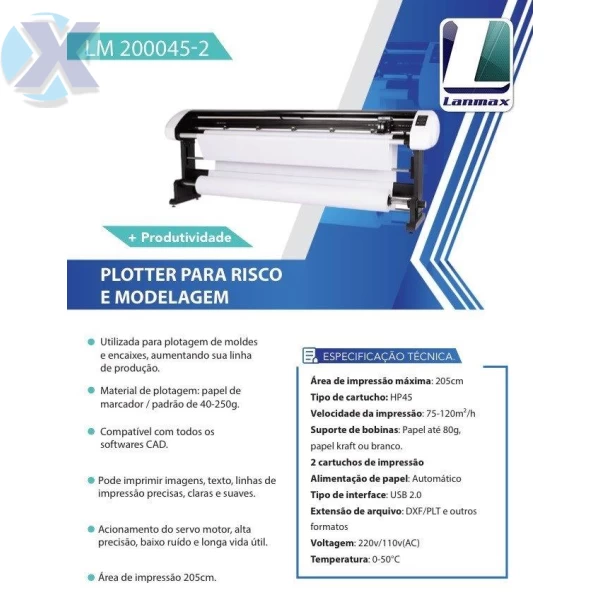 Plotter De Risco Industrial Para Confecção Molde e Encaixe Lanmax LM-200045-2