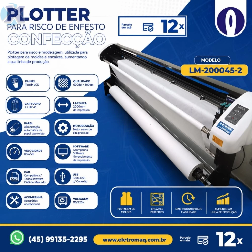 Plotter De Risco Industrial Para Confecção Molde e Encaixe Lanmax LM-200045-2