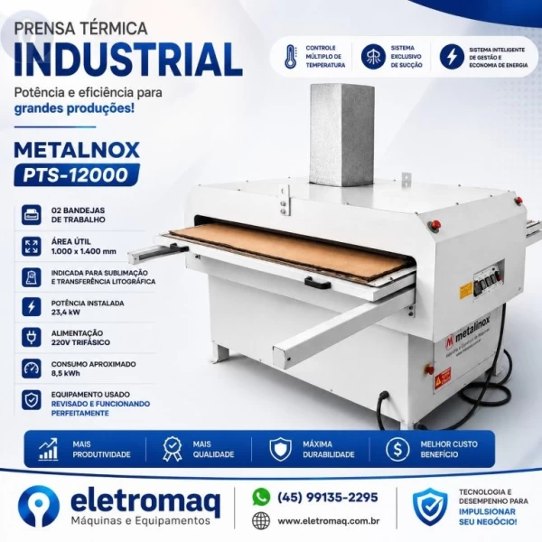 Prensa Térmica Sublimação Total Metalnox PTS-12000 1000x1400mm
