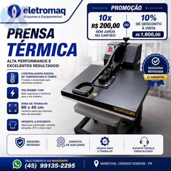 Prensa Térmica Manual Para Sublimação 400 x 600mm 110V Revisada 